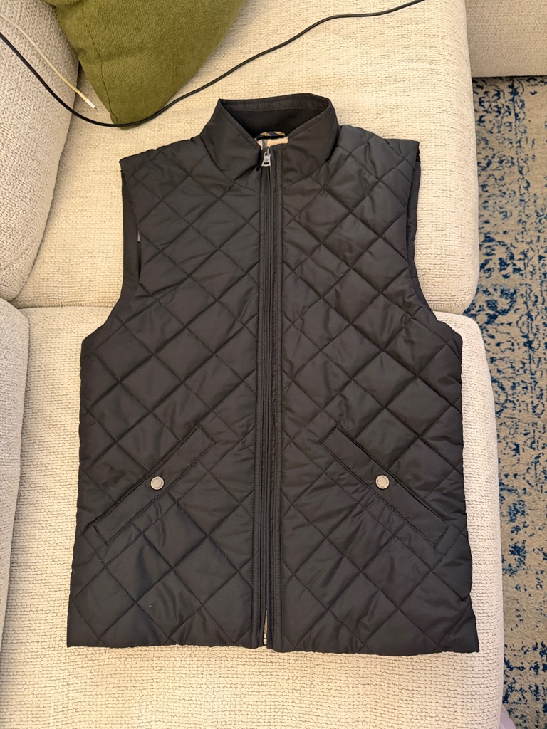 Brooks Brothers Quilted Black Vest - Lightweight Zip Front